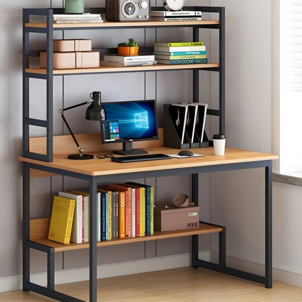 Birou cu biblioteca Damp Pako World Natural 100x60x154 cm