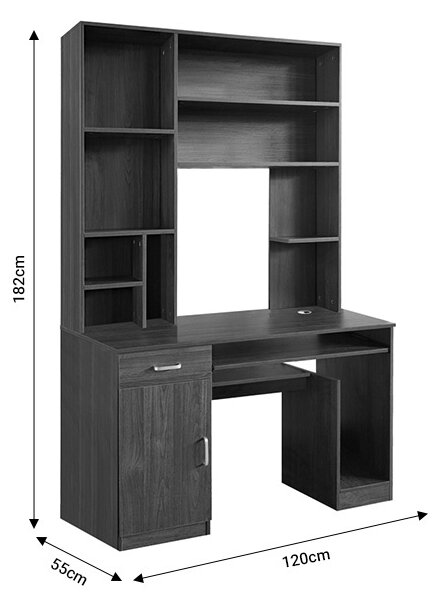 Birou cu biblioteca Novelty Pako World Nuc 120x55x182 cm