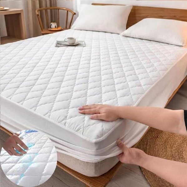 Protectie matlasata impermeabila cu elastic, 100x200cm Whitney, alba