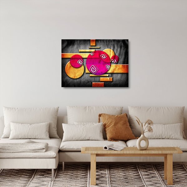 Tablou pe sticlă abstract cu simboluri istorice (70x50 cm)