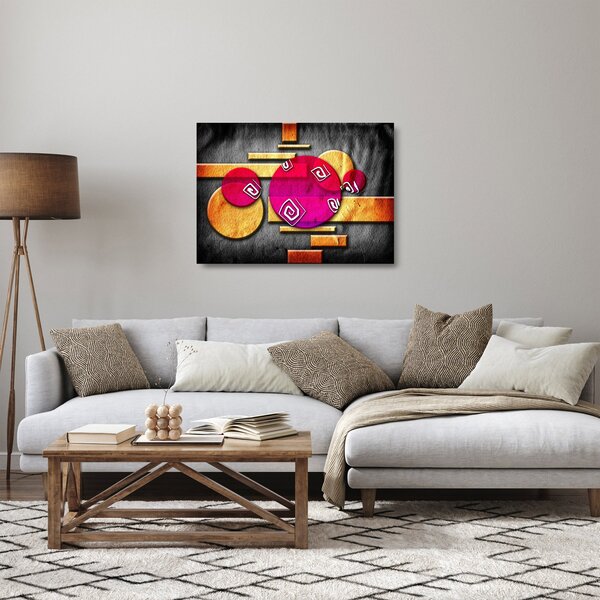 Tablou pe sticlă abstract cu simboluri istorice (70x50 cm)