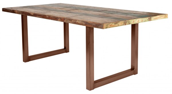 Masa dreptunghiulara cu blat din lemn de tec reciclat Tables & Benches 180 x 100 x 76,5 cm multicolor/maro
