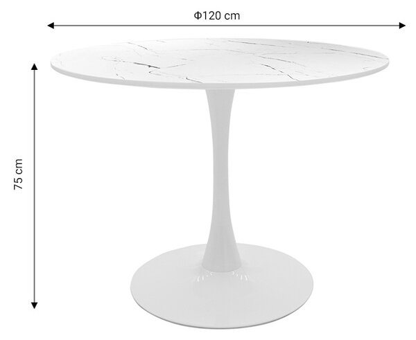 Set dining Balou I, Pako World, 5 piese, Aspect marmura, Alb, 120x75 cm