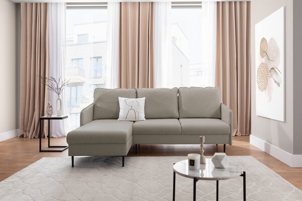 Colțar extensibil pentru dormit Movani stânga - Loft 02 țesătură bej / picioare negre