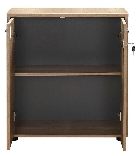 Biblioteca Adore New York, 2 usi cu cheie, 3 rafturi, Natur - Sonoma, 76x75x34 cm