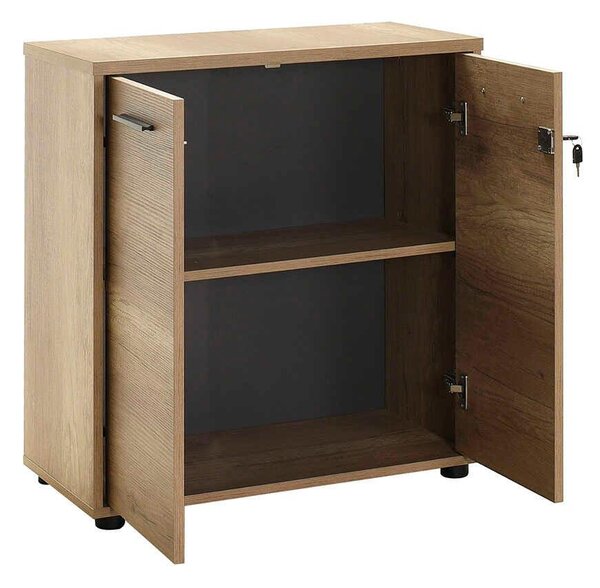 Biblioteca Adore New York, 2 usi cu cheie, 3 rafturi, Natur - Sonoma, 76x75x34 cm