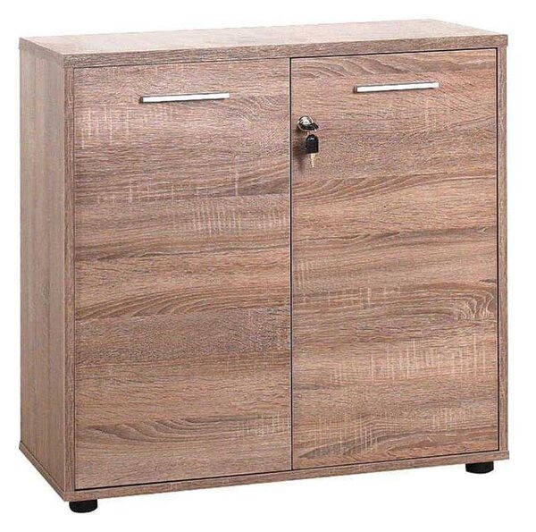 Biblioteca Adore New York, 2 usi cu cheie, 3 rafturi, Natur - Sonoma, 76x75x34 cm