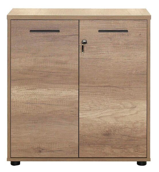 Biblioteca Adore New York, 2 usi cu cheie, 3 rafturi, Natur - Sonoma, 76x75x34 cm