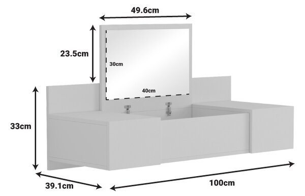 Masa de toaleta Paltar Pako World Alb 100x39.1x33 cm
