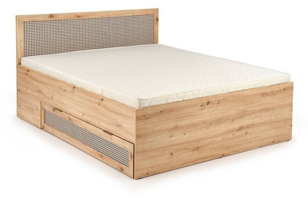 Pat Bencamu 107Dublu, Maro deschis, 160x200, PAL laminat, Somiera patSomiera pat, 17x21x10cm