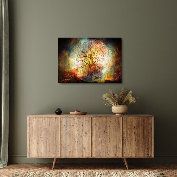 Tablou pe sticlă abstract cu copac (70x50 cm)