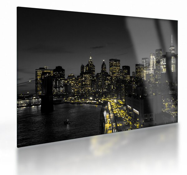 Tablou pe sticlă cu metropolă nocturnă (70x50 cm)