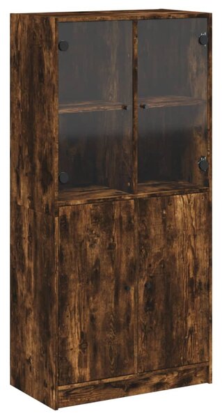 Dulap înalt cu uși, stejar fumuriu, 68x37x142 cm, lemn compozit