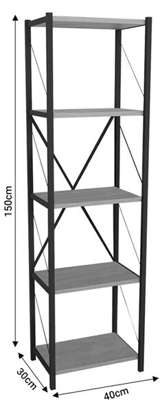 Biblioteca Glase Pako World Stejar 40x30x150 cm