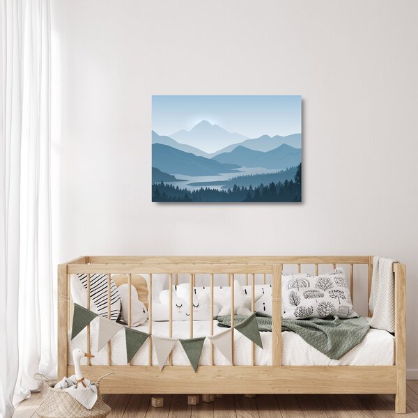 Tablou pe sticlă - Munții cu privirea graficeanului (70x50 cm)