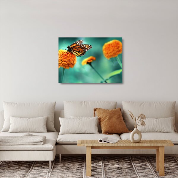 Tablou pe sticlă cu fluture (70x50 cm)