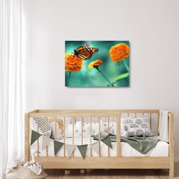 Tablou pe sticlă cu fluture (70x50 cm)