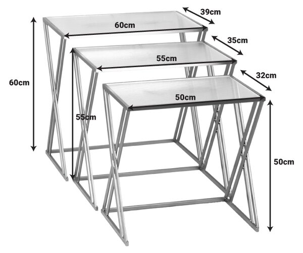 Set 3 masute de cafea Pitche Pako World Auriu 80x37x123 cm