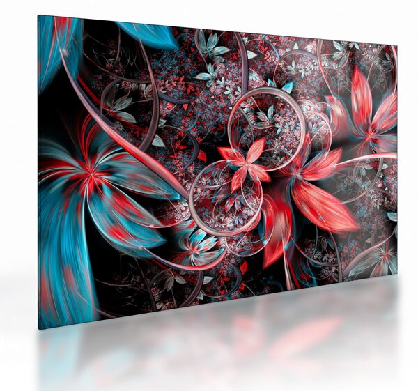 Tablou pe sticlă abstract cu flori exotice (70x50 cm)