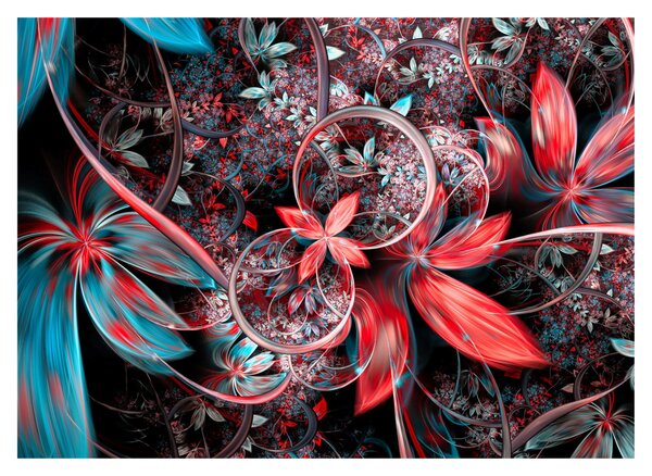 Tablou pe sticlă abstract cu flori exotice (70x50 cm)