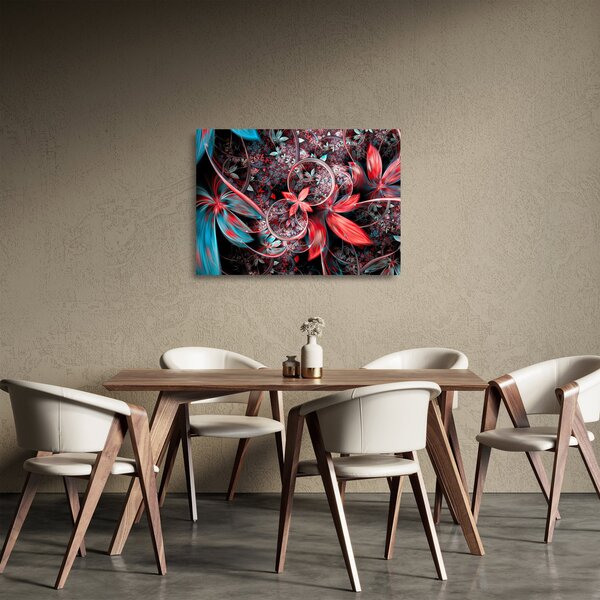 Tablou pe sticlă abstract cu flori exotice (70x50 cm)