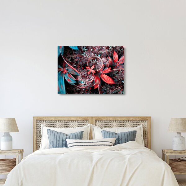 Tablou pe sticlă abstract cu flori exotice (70x50 cm)