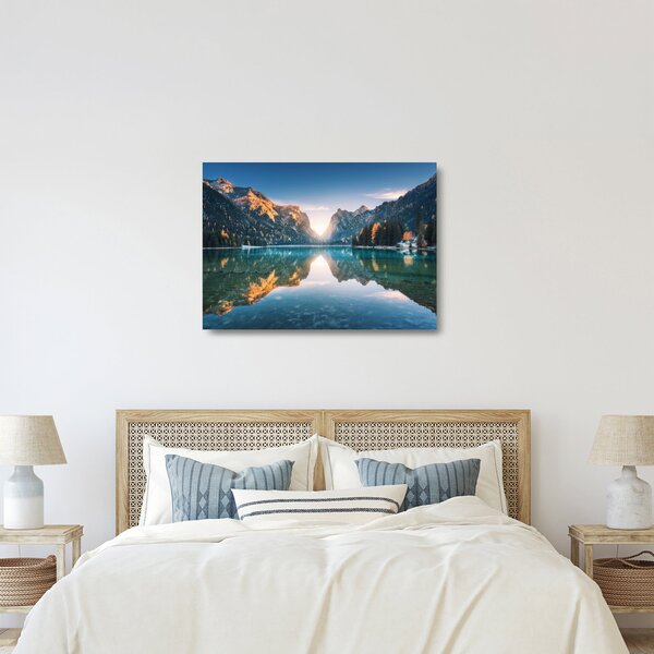 Tablou pe sticlă - Lacul montan (70x50 cm)