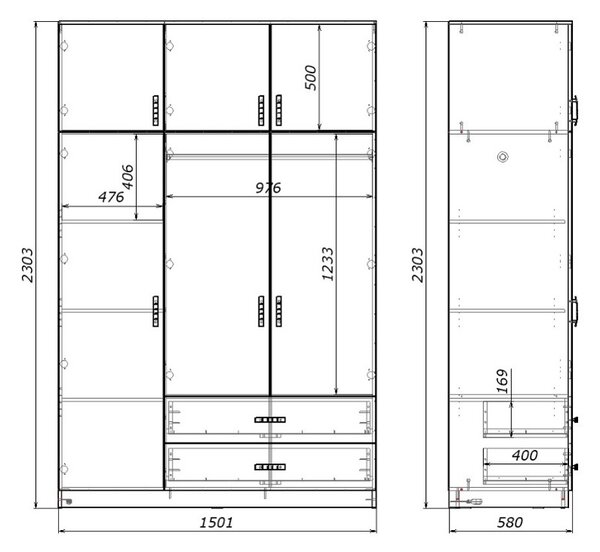 Dulap dormitor Royal Pako World Alb 150x58x230 cm