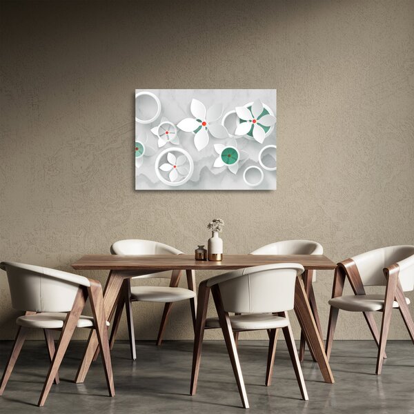 Tablou pe sticlă abstracției florale (70x50 cm)