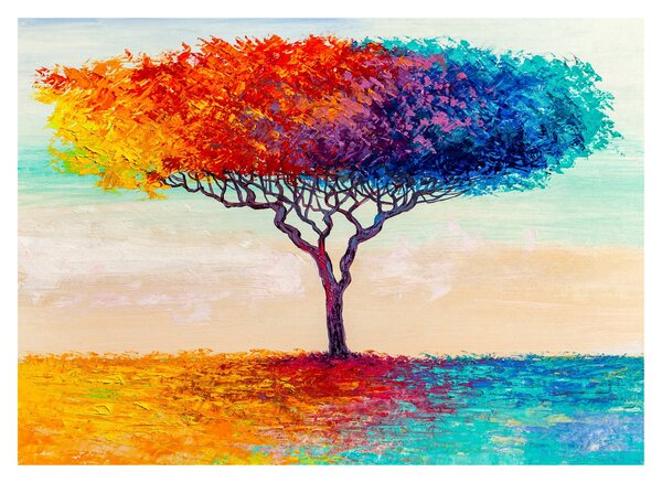 Tablou pe sticlă cu pom pictat (70x50 cm)
