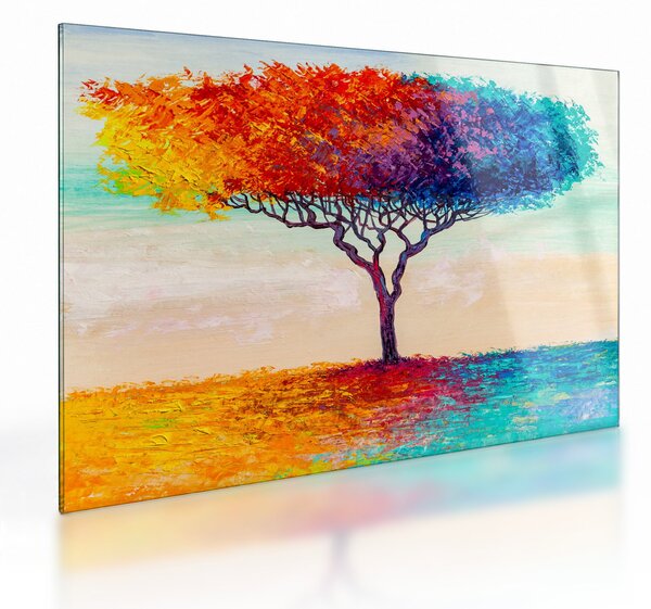 Tablou pe sticlă cu pom pictat (70x50 cm)