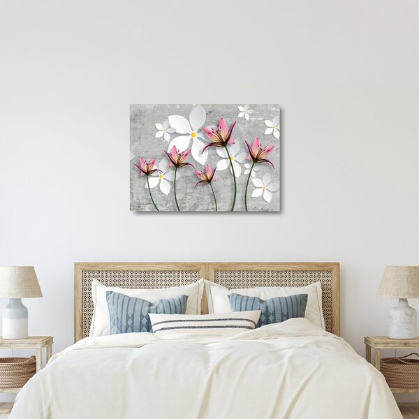 Tablou pe sticlă cu abstracție florală (70x50 cm)
