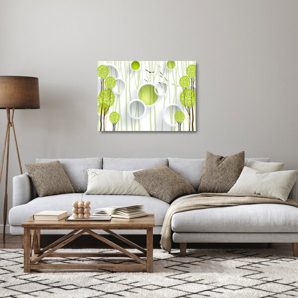 Tablou pe sticlă cu abstracție și copaci (70x50 cm)