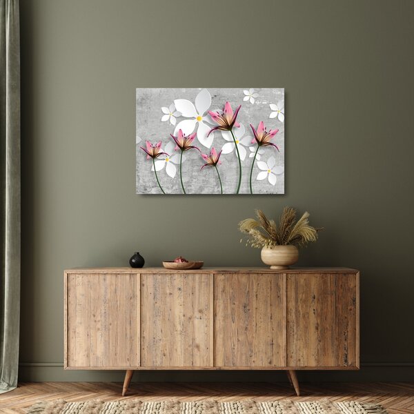 Tablou pe sticlă cu abstracție florală (70x50 cm)