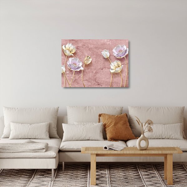 Tablou pe sticlă cu flori (70x50 cm)