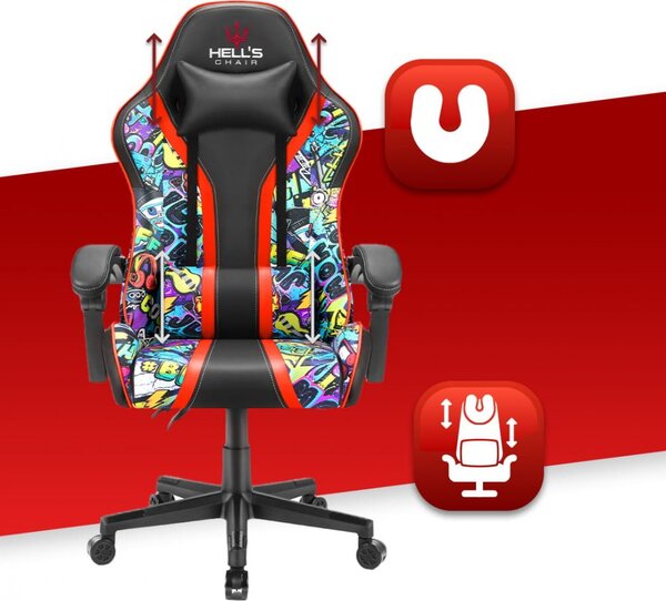 Scaun gaming HC-1005 Graffiti culoare închisă