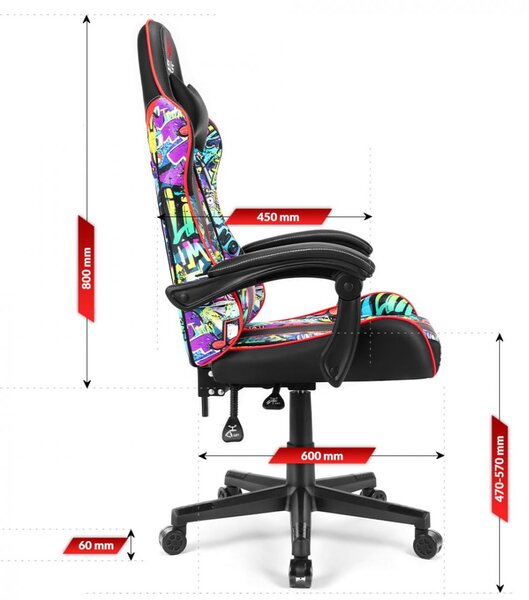Scaun gaming HC-1005 Graffiti culoare închisă
