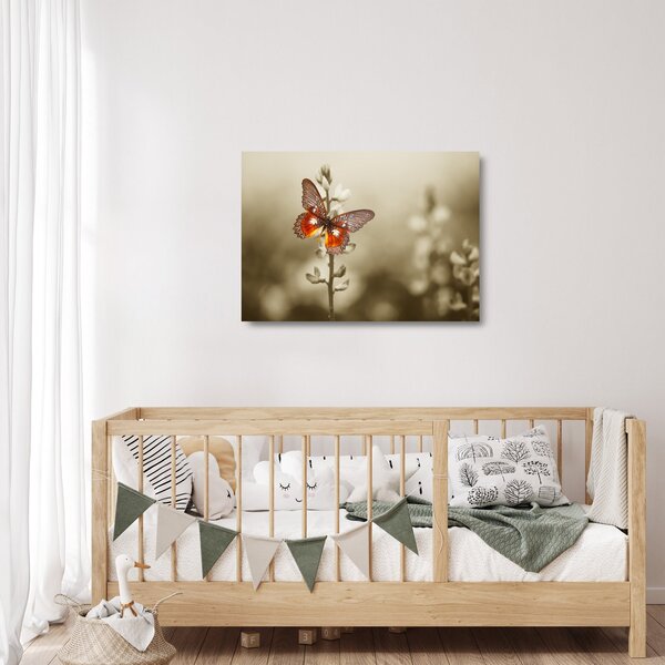 Tablou pe sticlă cu fluture (70x50 cm)