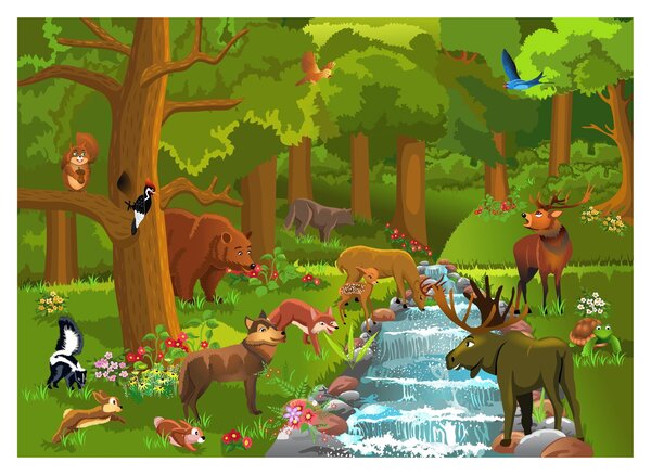 Tablou pe sticlă pentru copii cu animale (70x50 cm)