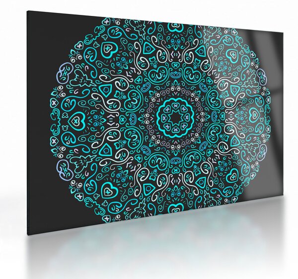 Tablou pe sticlă cu abstracție ornamentală (70x50 cm)