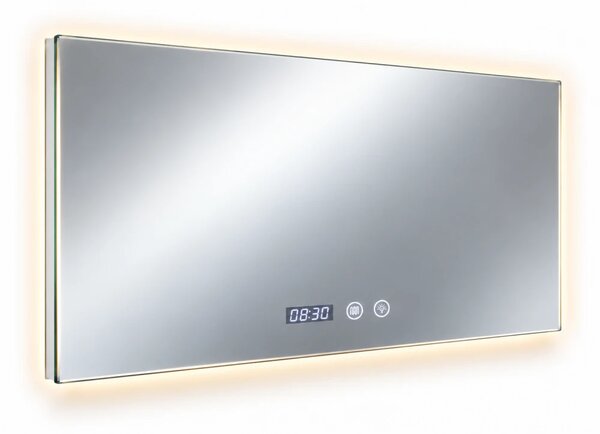 Oglinda baie, Multifuncțională, Iluminare LED Touch, Intensitate reglabila, Ceas încorporat, Sistem Dezaburire, 70x50 cm