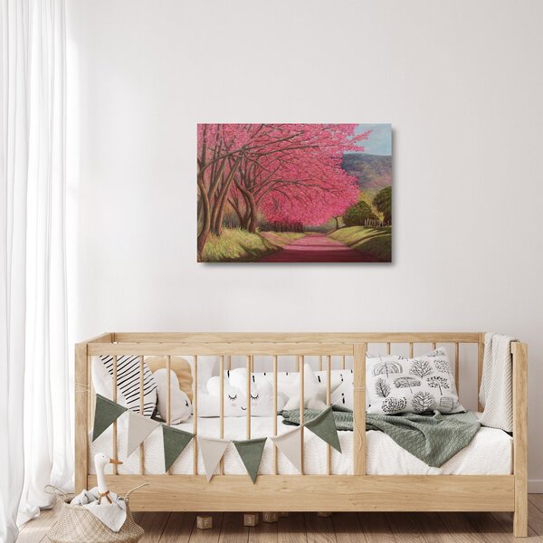 Tablou pe sticlă cu copaci înfloriți (70x50 cm)