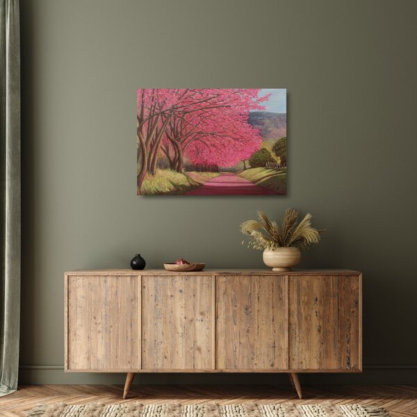 Tablou pe sticlă cu copaci înfloriți (70x50 cm)