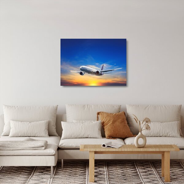 Tablou pe sticlă cu avion (70x50 cm)
