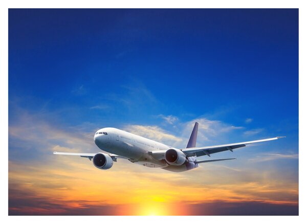 Tablou pe sticlă cu avion (70x50 cm)