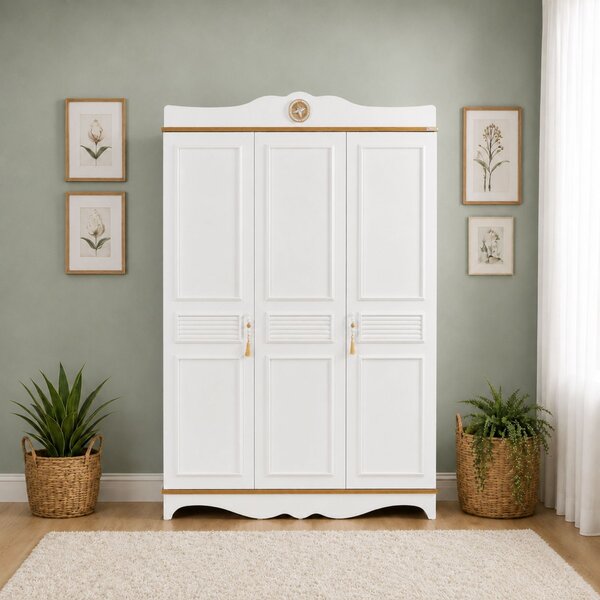 Dulap cu 3 usi pentru copii si adolescenti, 135x209x55 cm, Colectia Luna Cappuccino