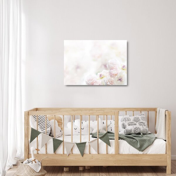 Tablou pe sticlă cu flori fragede (70x50 cm)