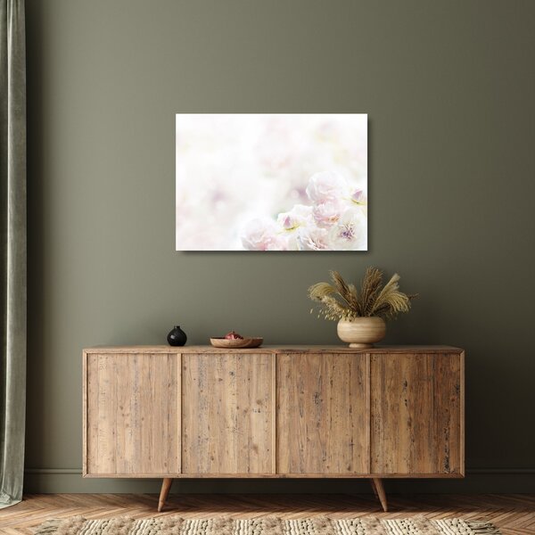 Tablou pe sticlă cu flori fragede (70x50 cm)