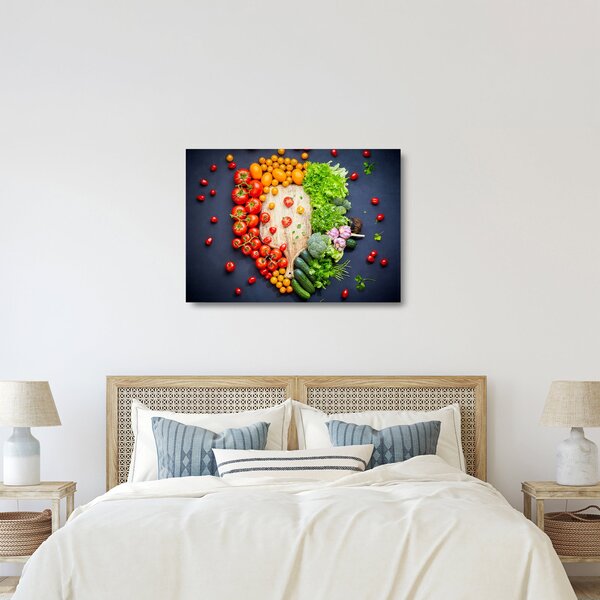 Tablou pe sticlă - Masa plină cu legume (70x50 cm)
