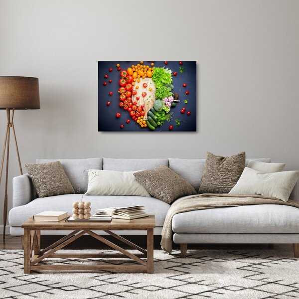 Tablou pe sticlă - Masa plină cu legume (70x50 cm)